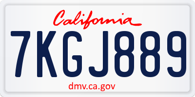 CA license plate 7KGJ889