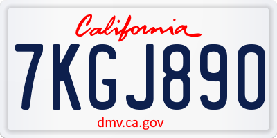 CA license plate 7KGJ890