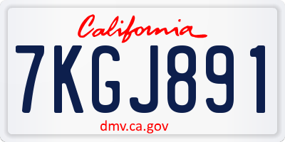 CA license plate 7KGJ891