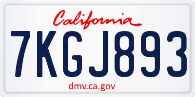 CA license plate 7KGJ893