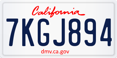CA license plate 7KGJ894