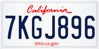 CA license plate 7KGJ896