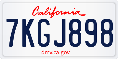 CA license plate 7KGJ898