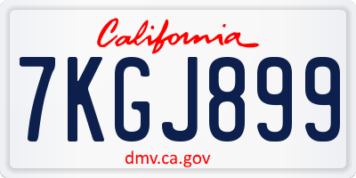 CA license plate 7KGJ899