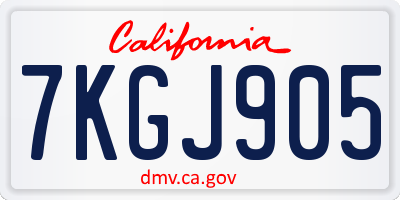 CA license plate 7KGJ905
