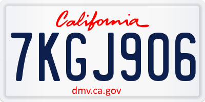 CA license plate 7KGJ906