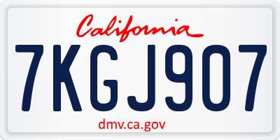 CA license plate 7KGJ907