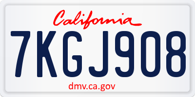 CA license plate 7KGJ908