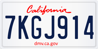 CA license plate 7KGJ914