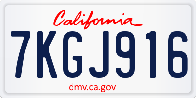 CA license plate 7KGJ916