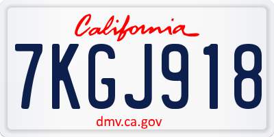CA license plate 7KGJ918
