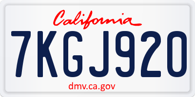 CA license plate 7KGJ920