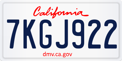 CA license plate 7KGJ922
