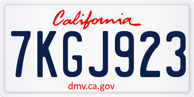 CA license plate 7KGJ923