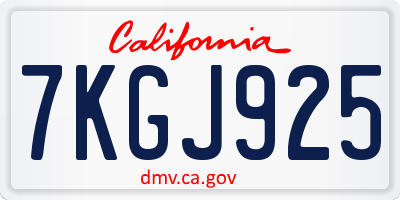 CA license plate 7KGJ925
