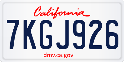 CA license plate 7KGJ926