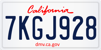 CA license plate 7KGJ928