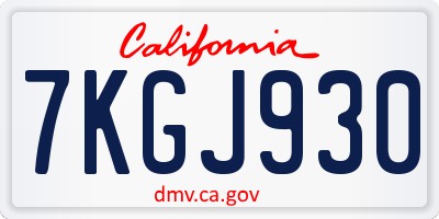 CA license plate 7KGJ930