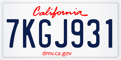 CA license plate 7KGJ931