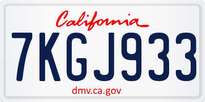 CA license plate 7KGJ933