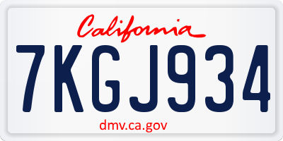 CA license plate 7KGJ934