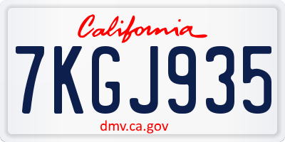 CA license plate 7KGJ935