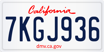CA license plate 7KGJ936