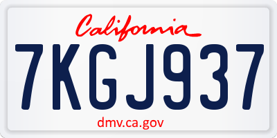 CA license plate 7KGJ937