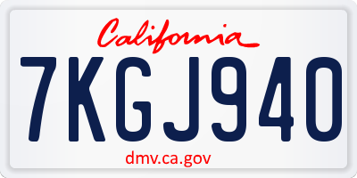 CA license plate 7KGJ940