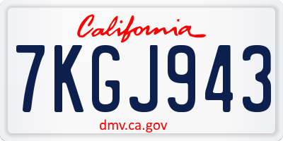 CA license plate 7KGJ943