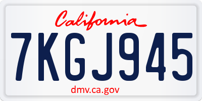CA license plate 7KGJ945
