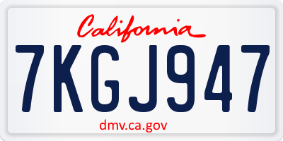 CA license plate 7KGJ947