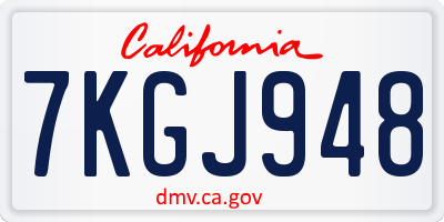 CA license plate 7KGJ948