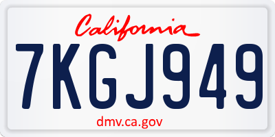CA license plate 7KGJ949