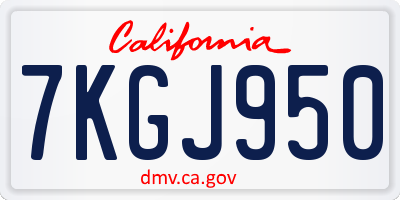 CA license plate 7KGJ950