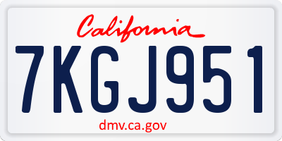 CA license plate 7KGJ951