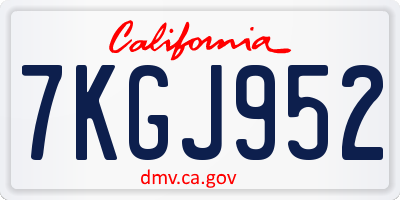 CA license plate 7KGJ952