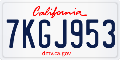 CA license plate 7KGJ953