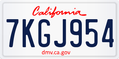 CA license plate 7KGJ954