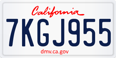 CA license plate 7KGJ955