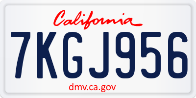 CA license plate 7KGJ956