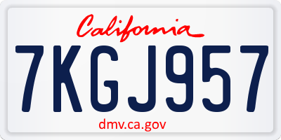 CA license plate 7KGJ957
