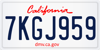 CA license plate 7KGJ959