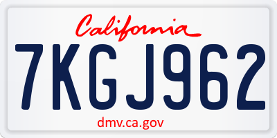 CA license plate 7KGJ962