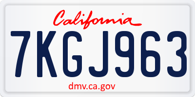 CA license plate 7KGJ963