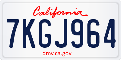 CA license plate 7KGJ964