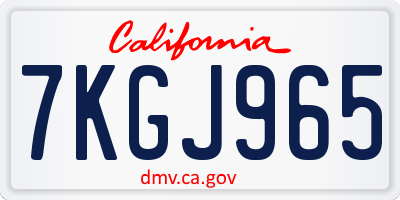 CA license plate 7KGJ965