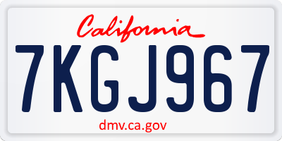 CA license plate 7KGJ967