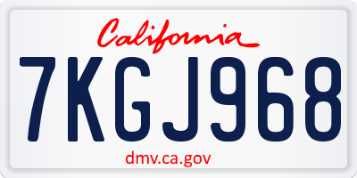 CA license plate 7KGJ968