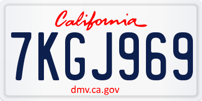 CA license plate 7KGJ969